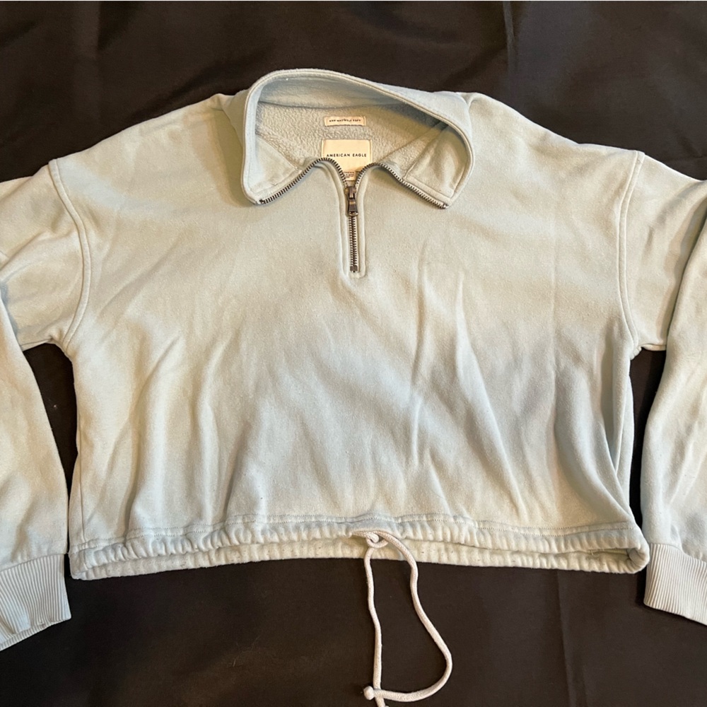 American Eagle Soft Blue 1/4 Zip-Up Sweatshirt